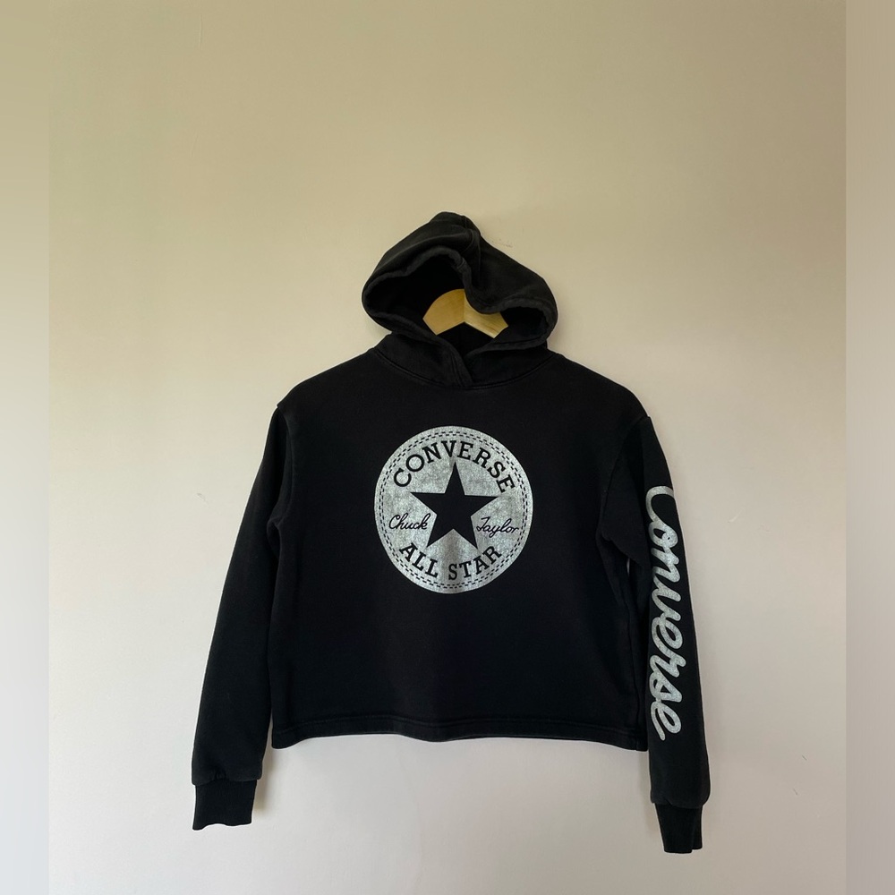 Converse Black Hoodie with Silver Logo
